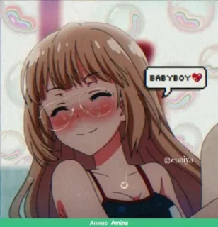 🖤 BABYBOY Anime, Fille, Mignon, Rougir, Lunettes, Dessin animé telegram sticker