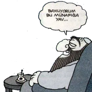 👍 BAYILIYORUM BU MÜNAFIĞA YAV... 만화, 수염 난 남자, 말풍선 telegram sticker