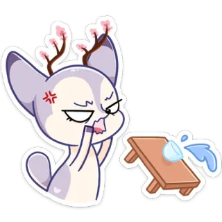 😡 desenho animado, animal, raiva, emoção, mesa, derrame, frustração telegram sticker