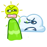 🤢 nuvola, sole, cartone animato, malato, vomitare telegram sticker