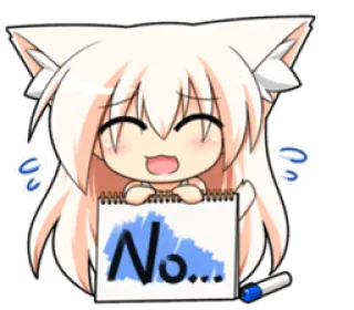 👎 No... anime girl, cute, no, denial, rejection, drawing whatsapp sticker