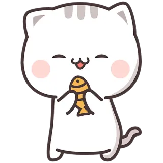 😋 mèo, cá, dễ thương, động vật, kawaii, nhãn dán telegram sticker