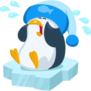 😭 pinguino, ghiaccio, cartone animato, assonnato, carino, animale whatsapp sticker
