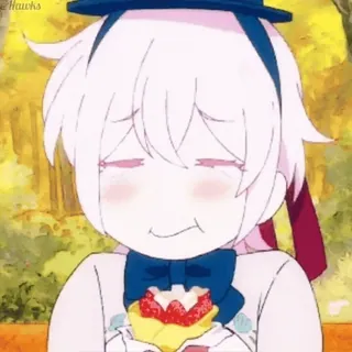 ☺️ Anime, Fofo, Personagem, Garota, Sobremesa, Morangos whatsapp sticker