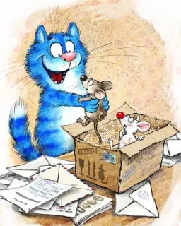 💌 cat, mouse, cartoon, friendship, box, animal, happy telegram sticker