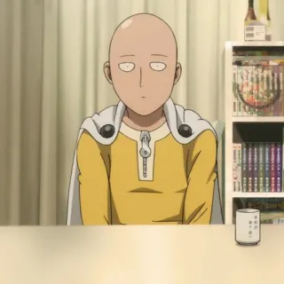 😐 Saitama One-Punch Man anime, one-punch man, saitama, eroe, calvo, cartone animato, manga telegram sticker
