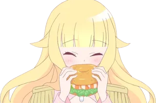 🍔 Anime, Dziewczyna, Hamburger, Jedzenie, Słodkie, Blondynka, Jedzenie telegram sticker