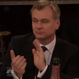 😐 Christopher Nolan director, filmmaker, suit, applause telegram sticker