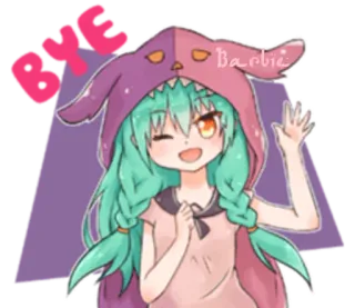👋 BYE аниме, мультфильм, девушка, толстовка, машет рукой, пока telegram sticker