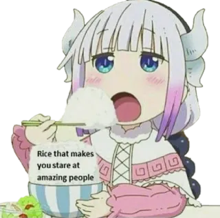 😋 Kanna Rice that makes you stare at amazing people Anime, Cibo, Mangiare, Carino, Riso telegram sticker