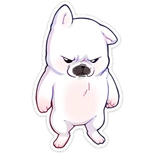 ⭐ perro, cachorro, enojado, dibujo, blanco, lindo telegram sticker