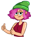 👍 Frau, Cartoon, Daumen hoch, Positiv, Mädchen, Zustimmung, Figur telegram sticker
