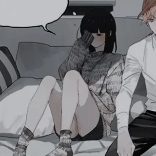 🍤 anime, couple, couch, girl, boy telegram sticker