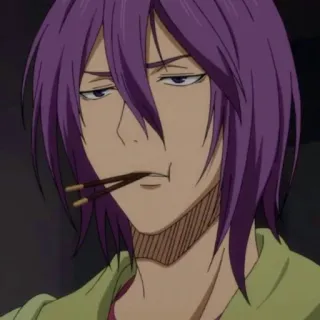 💜 Atsushi Murasakibara Kuroko's Basketball Anime, capelli viola, snack, manga, atleta, pallacanestro telegram sticker
