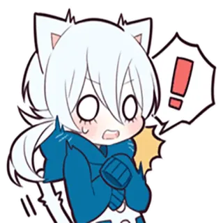 😳 Anime, Kawaii, Verrast, Schattig, Kattenoren, Uitroep, Geschrokken whatsapp sticker