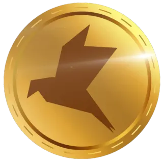 😁 монета, птица, оригами, логотип, финансы, золото, валюта whatsapp sticker