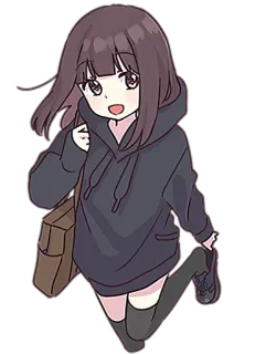 💃 anime girl, hoodie, school bag, cute, cartoon telegram sticker