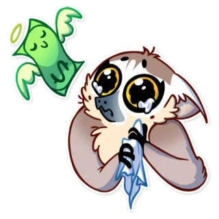 💸 キツネザル, 泣く, お金, 天使, 漫画, 悲しい, 感情, 動物 telegram sticker
