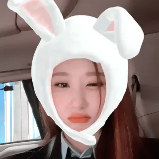 💠 女性, うさぎ帽子, 自撮り, かわいい, ウィンク, 韓国, 女の子, アジア whatsapp sticker