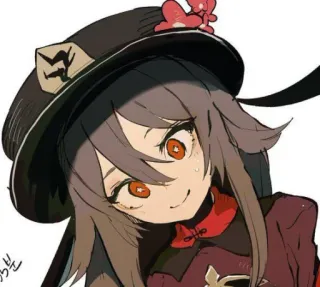 😳 Hu Tao Genshin Impact Anime, Video game, Fofo, Personagem, Chapéu, Garota, Sorriso telegram sticker