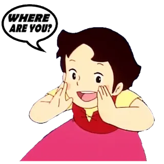 😑 Heidi WHERE ARE YOU? cartone animato, animato, ragazza, chiamata, ricerca telegram sticker