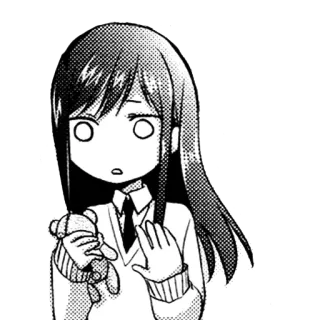 😯 fille anime, gêné(e), dessin animé, manga, choqué(e), ours en peluche whatsapp sticker