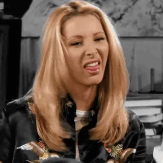 😒 Phoebe Buffay Friends フィービー, フレンズ, 面白い, テレビ番組, 表情, ばかげた telegram sticker