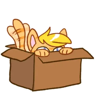 📦 chat, boîte, chaton, tabby roux, mignon, dessin animé telegram sticker