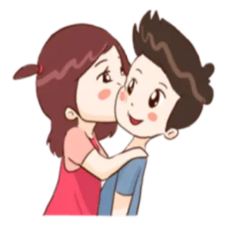 💑 bisou, amour, romance, couple, dessin animé telegram sticker