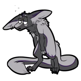 😔 furry, wolf, anthro, sad, cute, animal telegram sticker