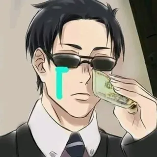 💵 Anime, Personnage, Pleurs, Argent whatsapp sticker