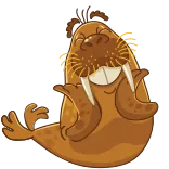🤗 walrus, animal, sticker, cartoon, mammal, sea creature telegram sticker