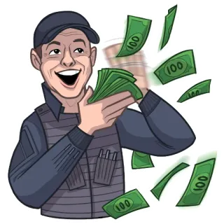 🤑 geld, contant, rijkdom, financiën, succes, feest, honderddollarbiljetten telegram sticker