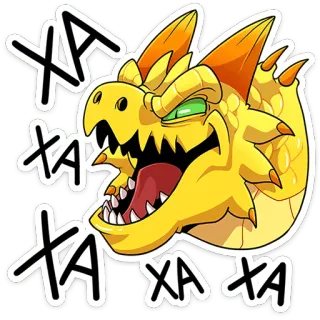 😆 ХА ХА ХА smok, śmiech, fantazja, kreskówka, potwór, zwierzę, gad, mityczny telegram sticker