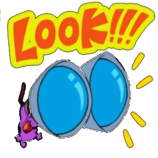 👀 LOOK!!! regard, jumelles, dessin animé, yeux, jaune, orange telegram sticker