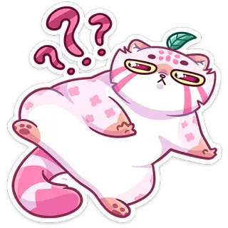 ❓ ?? kot, zdezorientowany, pytanie, różowy, zwierzę, słodki whatsapp sticker