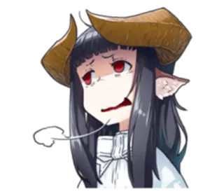 😞 Anime, Demone, Corna, Ragazza, Cartone animato telegram sticker