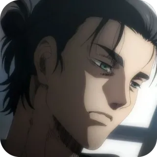 🫥 Eren Yeager Attack on Titan anime, manga, Eren Yeager, Attack on Titan, character, illustration telegram sticker