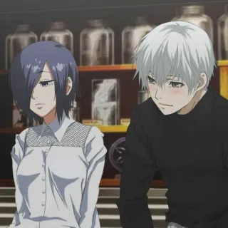 ❤️ Touka Kirishima, Ken Kaneki Tokyo Ghoul Anime, Manga, Charaktere, Tokyo Ghoul, Touka Kirishima, Ken Kaneki telegram sticker