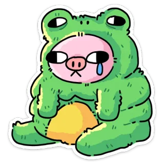 😢 青蛙, 伤心, 哭泣, 动物, 可爱, 卡通 telegram sticker