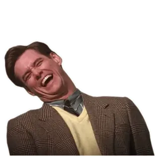 😹 Jim Carrey Ace Ventura: Pet Detective Jim Carrey, laughing, funny, reaction, actor, meme, joy, expression whatsapp sticker