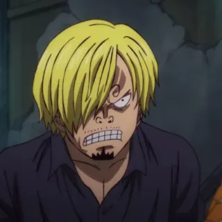 🏴‍☠️ Sanji One Piece Санджи, Ван Пис, Персонаж аниме, Мультфильм, Повар, Блондин, Злой telegram sticker