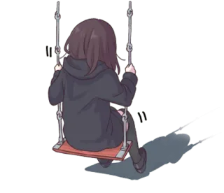 😶 garota anime, balanço, desenho animado, garota, triste, solitária telegram sticker