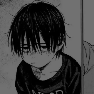 🖤 Anime, Menino, Criança, Mangá, Triste, Monocromático telegram sticker