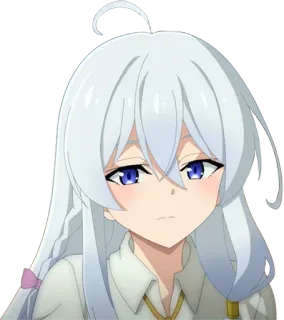😔 Аниме, Девушка, Белые волосы, Персонаж telegram sticker