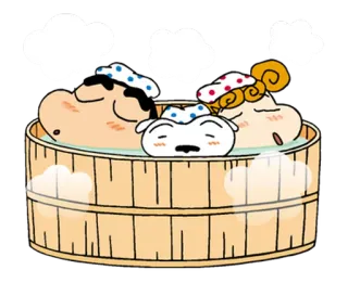 😊 family, bath, hot tub, relaxation, cute, cartoon telegram sticker