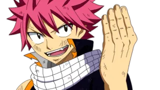 😁 Natsu Dragneel Fairy Tail アニメ, ナツ, ドラグニル, フェアリーテイル, 侮辱的なジェスチャー, 中指 whatsapp sticker