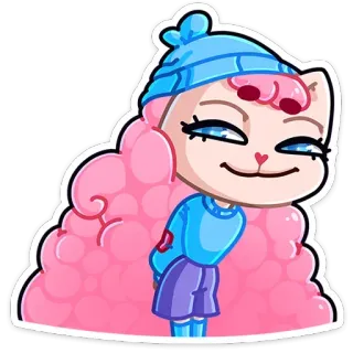 ☺️ kartun, kucing, stiker, ilustrasi, imut, merah muda, biru telegram sticker