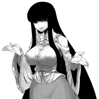 🤷‍♀️ anime, mulher, garota, vestido, personagem, cabelo preto telegram sticker
