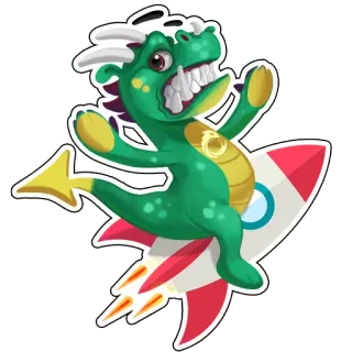 🚀 dragão, foguete, fantasia, animal, desenho animado, divertido telegram sticker